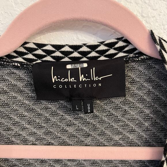 Nicole Miller Collection Claudette Knit Wrap Dress L Sweater Geometric Office - Picture 6 of 11